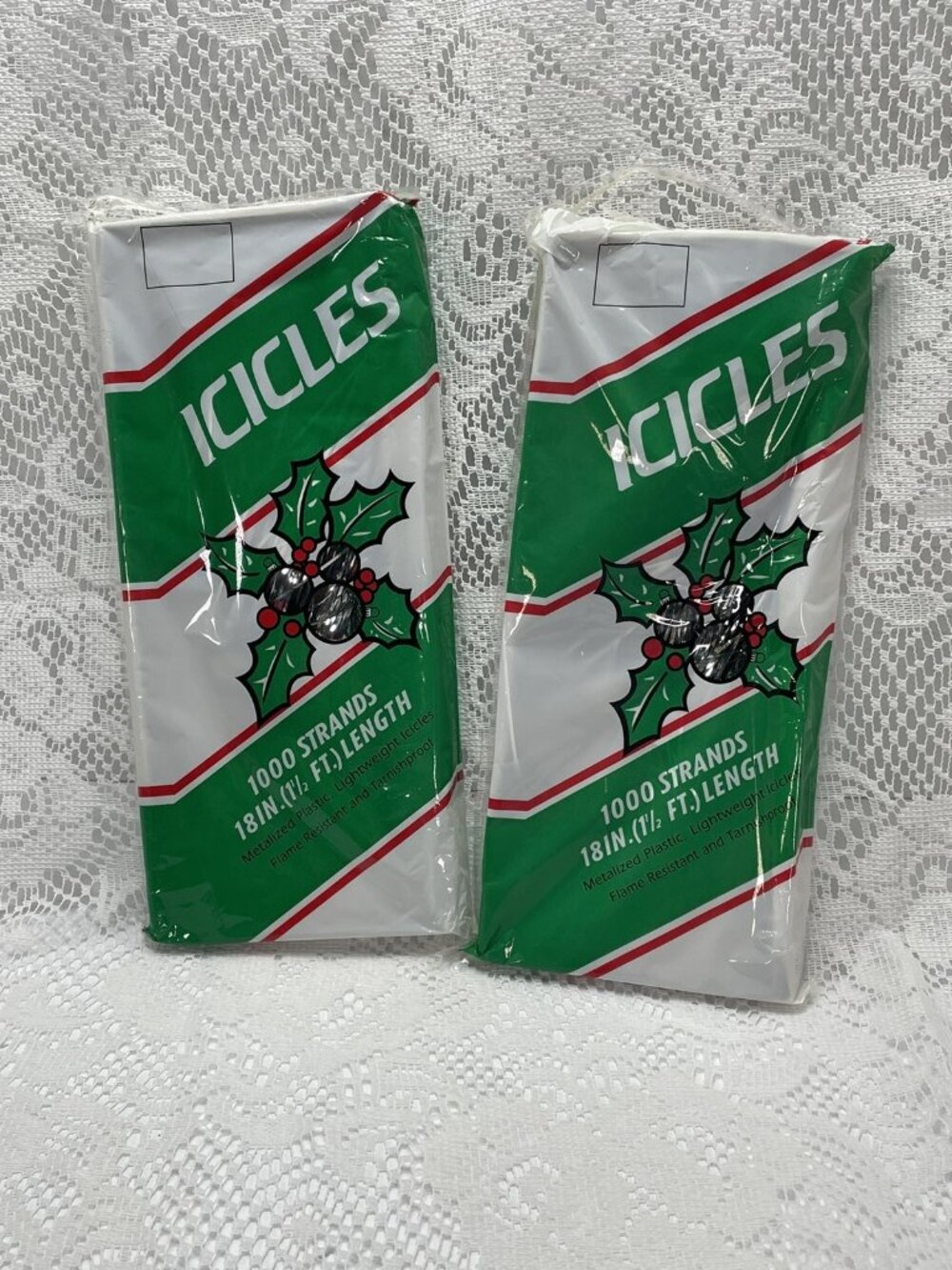 Vintage Tinsel Metal Foil Icicles Christmas Tree Decor 1000 18" strands Lot of 2